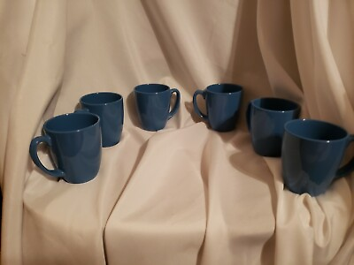 #ad Corelle stoneware slate blue 6 pc coffee mugs EUC $19.99