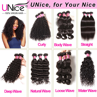 #ad UNice 8A Malaysian Virgin Hair Weave Bundles Curly Straight Wavy 100% Human Hair $32.67