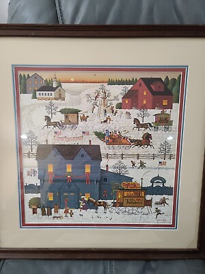 #ad Vintage Painting quot;A WARM CHRISTMAS LOVE quot; by Charles Wysocki Signed Framed COA $399.99
