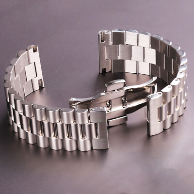 #ad Solid Stainless Steel Watch Strap Silver Unisex Premium Metal Bracelet 16 22mm $12.90