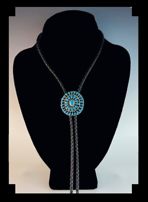 #ad Native American Style Ladies Sterling and Petite Point Turquoise Bolo Tie $240.00