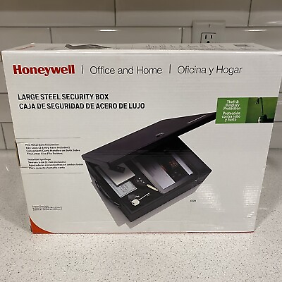 #ad Honeywell 6209 Large Steel Security Box with 2 Entry Keys Black Safe Office Home $29.99
