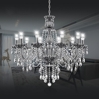 #ad 10 Light Crystal Chandelier Living Room Pendant Ceiling Lamp Bedroom Decor Light $95.91