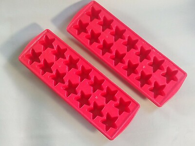 #ad quot;STARquot; ICE CUBE JELLO MOLD TRAYS MAKE 14 CUBES EACH SET OF 2 RED Pre Owned $12.88