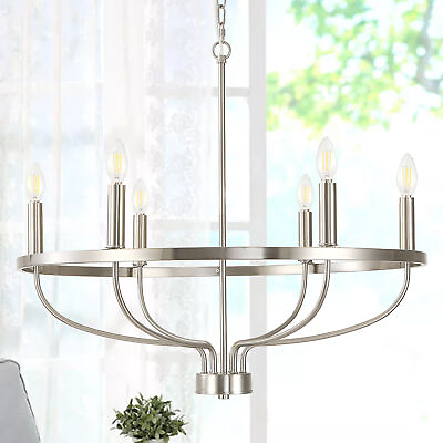 #ad 6 Light Metal Champagne Chandelier Classic Candle Ceiling Hanging Light Fixture $78.99