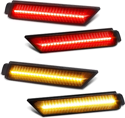 #ad Smoked Lens LED Side Marker Lights Front Rear Bumper Sidemarker Lamps Reflectors $66.37
