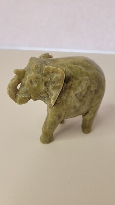 #ad Vintage Hand Carved Natural Stone Marble Elephant Figurine $9.79