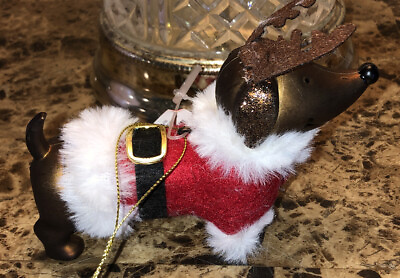 #ad NEW Santa Reindeer Dachshund Dog Christmas Ornament $12.99