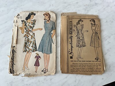 #ad 1940’s Vintage Simplicity 4635 Dress Housewife Sewing Pattern Ruffles New Uncut $15.00