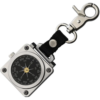 #ad Marbles Survival Compass With Attachment Clip Stainless Steel Case 4quot; Overall $13.29