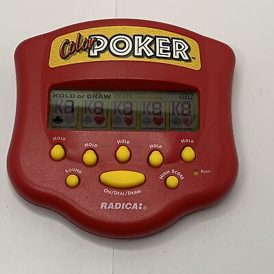 #ad Radica Color Poker Handheld ElectronIc Card Game Tested Works Red 1999 $5.50