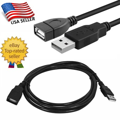 #ad USB 2.0 Extension Extender Cable Cord Standard Type A Male to A Female M F Black $7.99