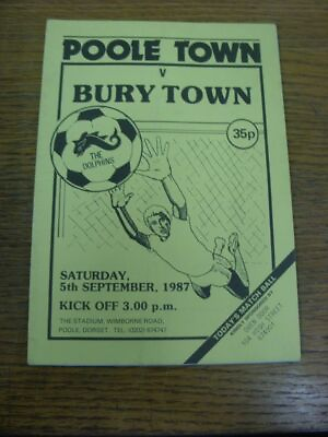 #ad 05 09 1987 Poole Town v Bury Town Light Fold Writing Inside . FREE POSTAGE on GBP 3.99