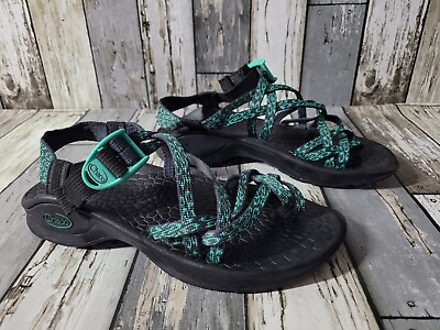 #ad Chaco Strappy Sandals Hiking Outdoor Woman Sz 6 Aqua Turquoise Black $20.80