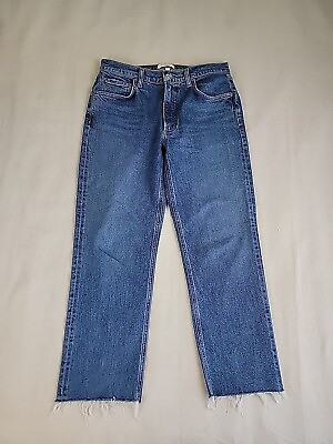 #ad Agolde Jeans Womens 28 32x26 Cropped Distressed Blue Mid Rise Stretch Organic $39.00