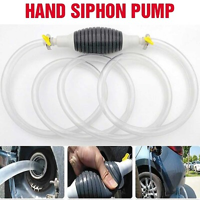 #ad Gas Transfer Siphon Pump Gasoline Siphone Hose Oil Water Fuel Transfer Hand Pump $6.49