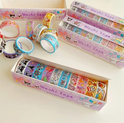 #ad 10 Rolls Cute Kawaii Assorted Washi Tape with Kuromi My Melody and More. $12.99