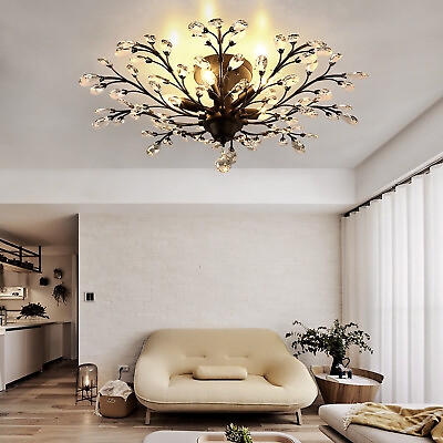 #ad Crystal Flower Chandelier Pendant Lamp Vintage Ceiling Light Fixture Indoor Deco $88.00