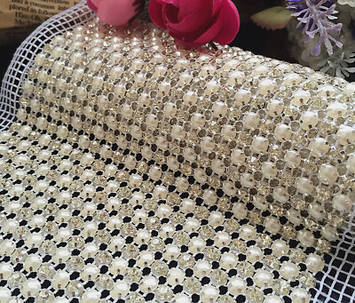 #ad 1 5yard 24 row crystal rhinestone bling trims white setting cloth dress sew on $109.99