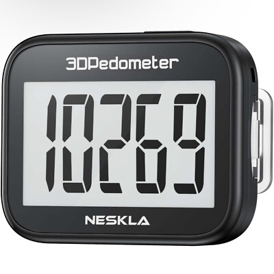 #ad NESKLA 3D Pedometer for Walking Simple Step Counter with Removable Clip Lanyard $9.99