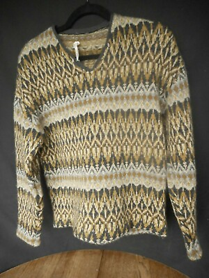 #ad Granny Core Scandinavian Lambs Wool V neck Pullover Sweater 36quot; ch Hans Heitsch $100.00