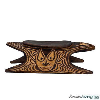 #ad Antique Traditional Middle Sepik Carved Tribal Headrest $180.00