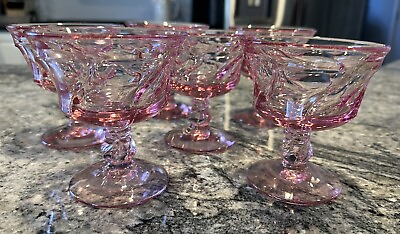 #ad Set of 6 Fostoria Pink JAMESTOWN 6 oz Footed Sherbet Champagne Mid Century Glass $59.97