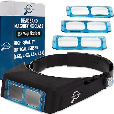 #ad Headband Magnifier Headset Magnifying Visor with 4 Real Glass Optical Lens ... $38.58