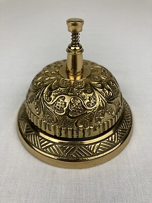 #ad VTG BRASS HOTEL FRONT DESK COUNTER SERVICE BELL INTRICATE VICTORIAN STYLE VGC $34.99