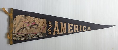 #ad Vintage SS American Souvenir Felt Pennant Flag Banner 25quot; $44.99