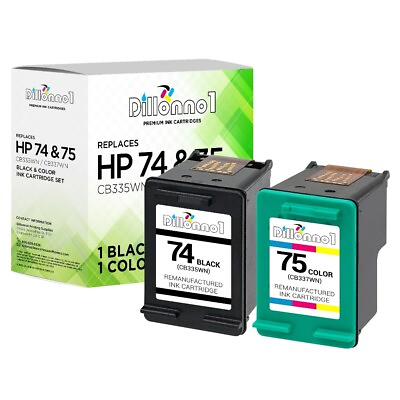 #ad 2Pk #74 75 Black Color Ink for HP Photosmart C4275 C4280 C4285 C4294 C4300 C4340 $12.95