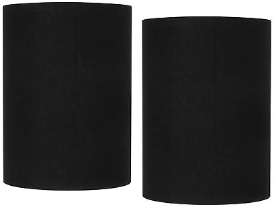 #ad Black Linen Set of 2 Cylinder Lamp Shades 8x8x11 Spider $44.99