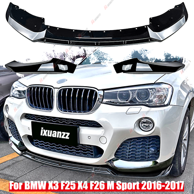 #ad For BMW X3 F25 X4 F26 LCI M Sport 2014 2017 Front Bumper Spoiler Lip Gloss Black $109.99