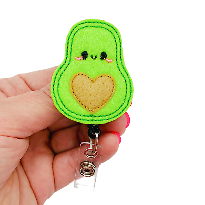 #ad Avocado Badge Reel Retractable Fruit ID Holder Lime Green Veggie Name Tag Clip $15.99