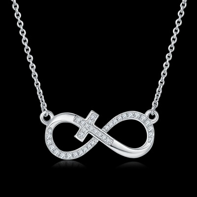 #ad #ad Cubic Zirconia Infinity Cross Necklace for Women in 925 Sterling Silver $42.49