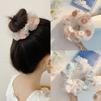 #ad 1Pcs Hair Ring Organza Hair Tie Ponytail Holder Rubber Bands Hair Accessories $0.99
