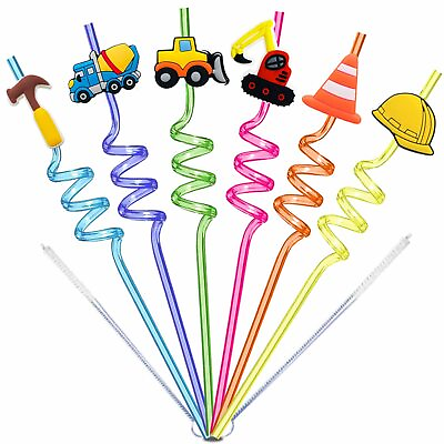 #ad 12 Construction Kids StrawsEngineering Vehicle Party Supplies GiftConstruct... $17.12