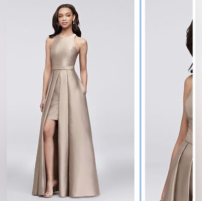 #ad David’s Bridal Long Milkado Walkthrough formal gown black size 2 MSRP $189 $150.00