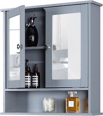 #ad Bathroom Cabinet Wall Mount Medicine Cabinet Adjustable Shelves w 2 Mirror Door $49.99