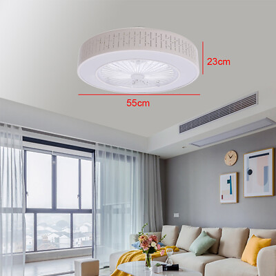 #ad Modern Flush Mount Ceiling Fan Light Dimmable LED Lamp Remote Control Chandelier $40.90