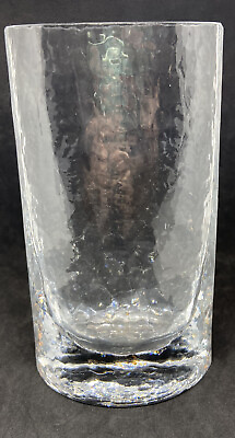 #ad VTG Pukeberg Labeled MCM Textured Glass Vase 7” Tall Pristine $29.99