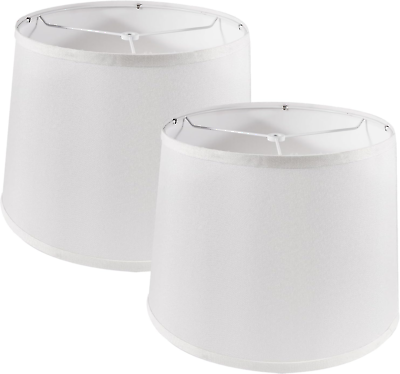 #ad Lamp Shades Set of 2 11quot;X13quot;X10quot; Large White Lampshades Drum Lampshade for Tab $41.99