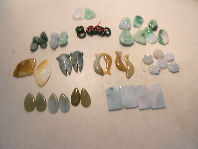 #ad 44pcs. loose carved jade pendants $159.60