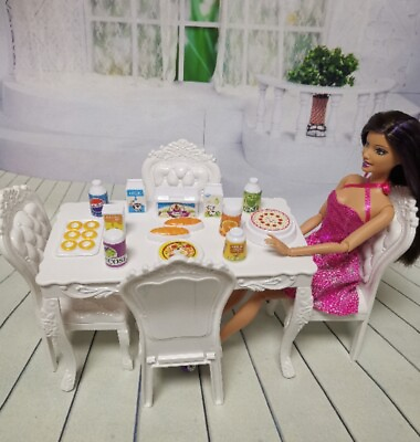 #ad Unfinished DIY 1 6 Scale Dining Table Chair Dollhouse Miniature Decorate Plastic $12.49
