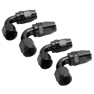 #ad 4PCs 6AN AN6 6AN 90 Degree BLACK SWIVEL FUEL OIL HOSE END FITTINGS ADAPTER $12.88