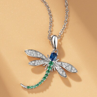 #ad Dragonfly Necklace Pendant Cute Women 925 Silver Filled Cubic Zirconia Jewelry C $3.24