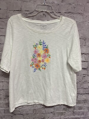 #ad #ad Talbots Women’s Short Sleeve Shirt White Floral Design Petite XLP $15.00
