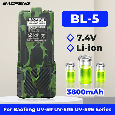 #ad Baofeng Pofung BL 5 3800mAh Extended Li ion Battery for UV 5R Radio Camouflage $17.99