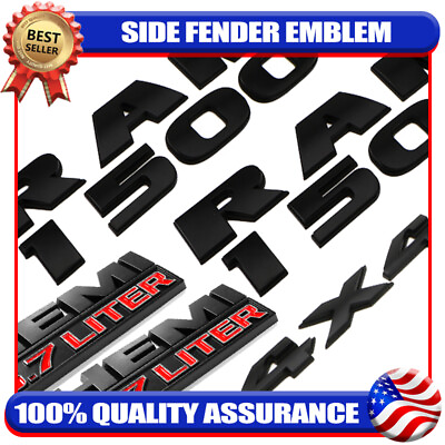 #ad #ad 5PCS Matte Black For 1500 Model Hemi 5.7 Liter 4X4 Emblem Badge Letter Nameplate $39.99