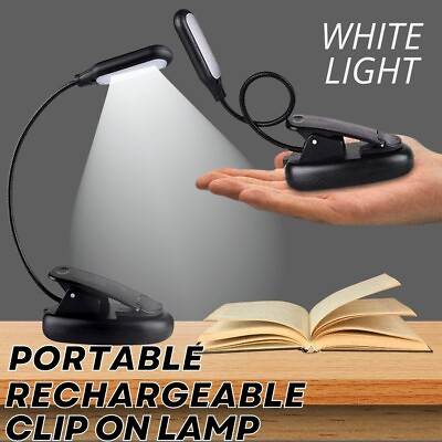 #ad USB Rechargeable Small LED Reading Book Light W Flexible Clip Desk Table Lamp $8.99